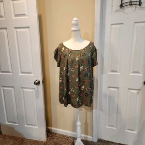 Womens Plus Floral Blouse